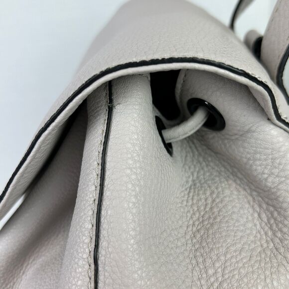 Rebecca Minkoff Moto Backpack Whipstitch Tassel Bag Putty Beige Leather Purse
